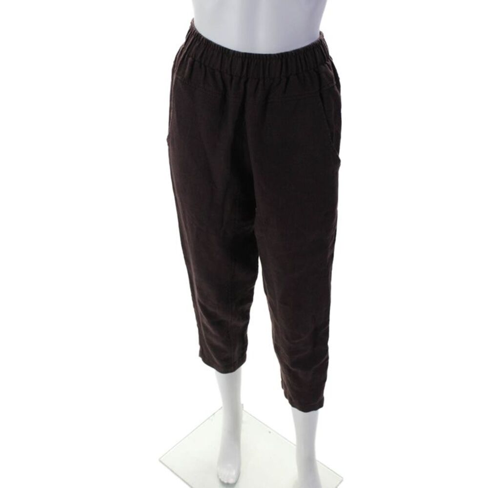 Otte Womens Linen Burgundy High Waisted Pull On Tapered Leg Pants Size S